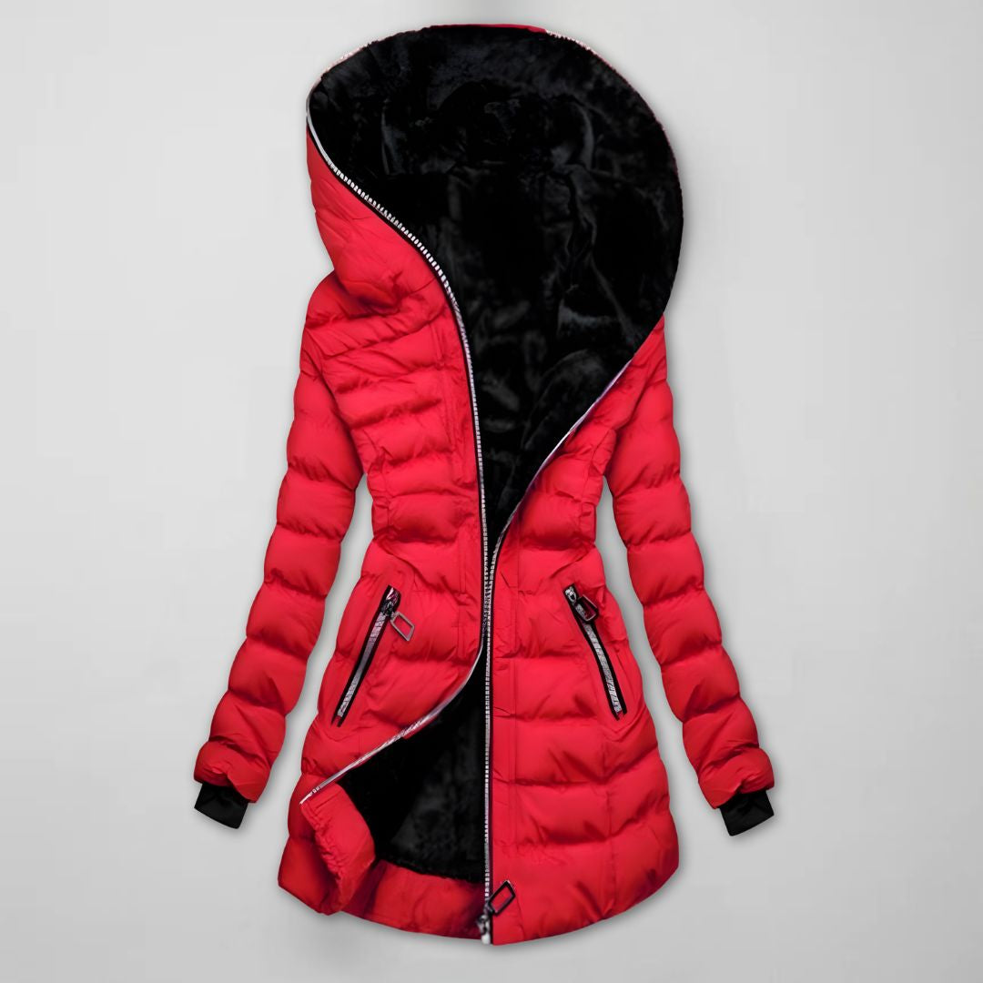 Damen Lange Gesteppte Winterjacke mit Kapuze - Warmgefüttert und Winddicht