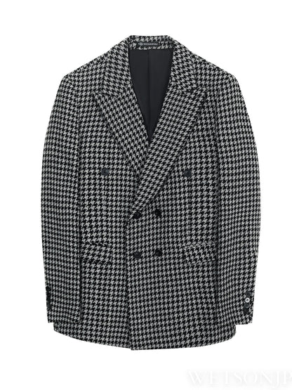 Zweireihiger Blazer mit Hahnentrittmuster für Herren