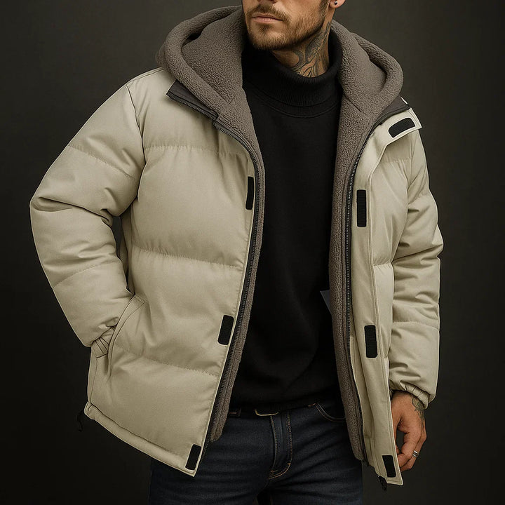 Gefütterte Herren Winterjacke mit Kapuze - Warm und Wasserdicht
