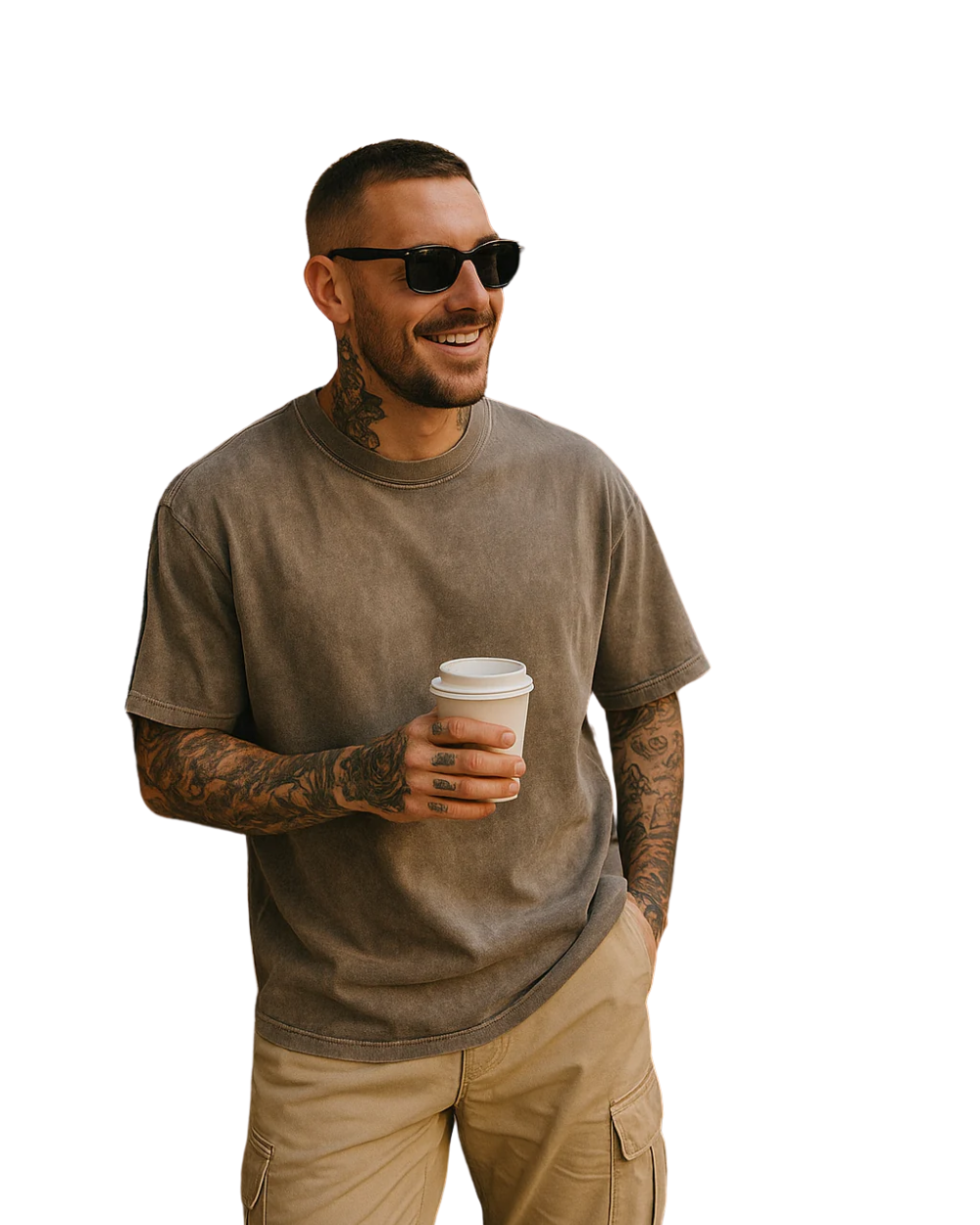 Oversized Baumwoll Basic Herren T-Shirt Set 3-teilig