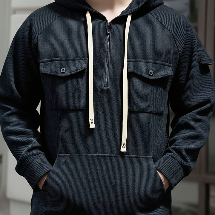 Herren Hoodie mit Quarter-Zip und Brusttaschen