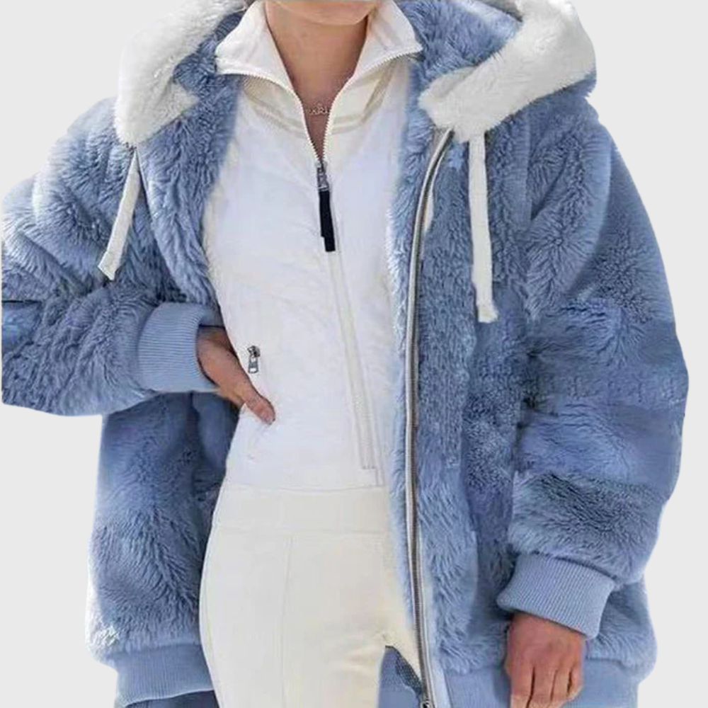 Warme Fleece Winterjacke für Damen mit Kapuze