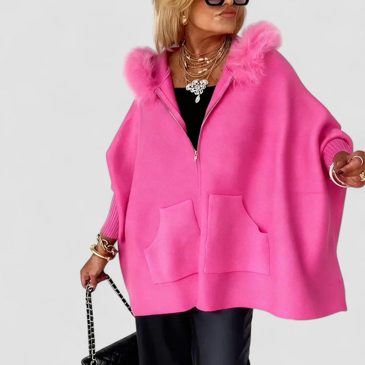 Lässiger Damen Kapuzenmantel mit Kunstfellkragen - Warme Winterjacke