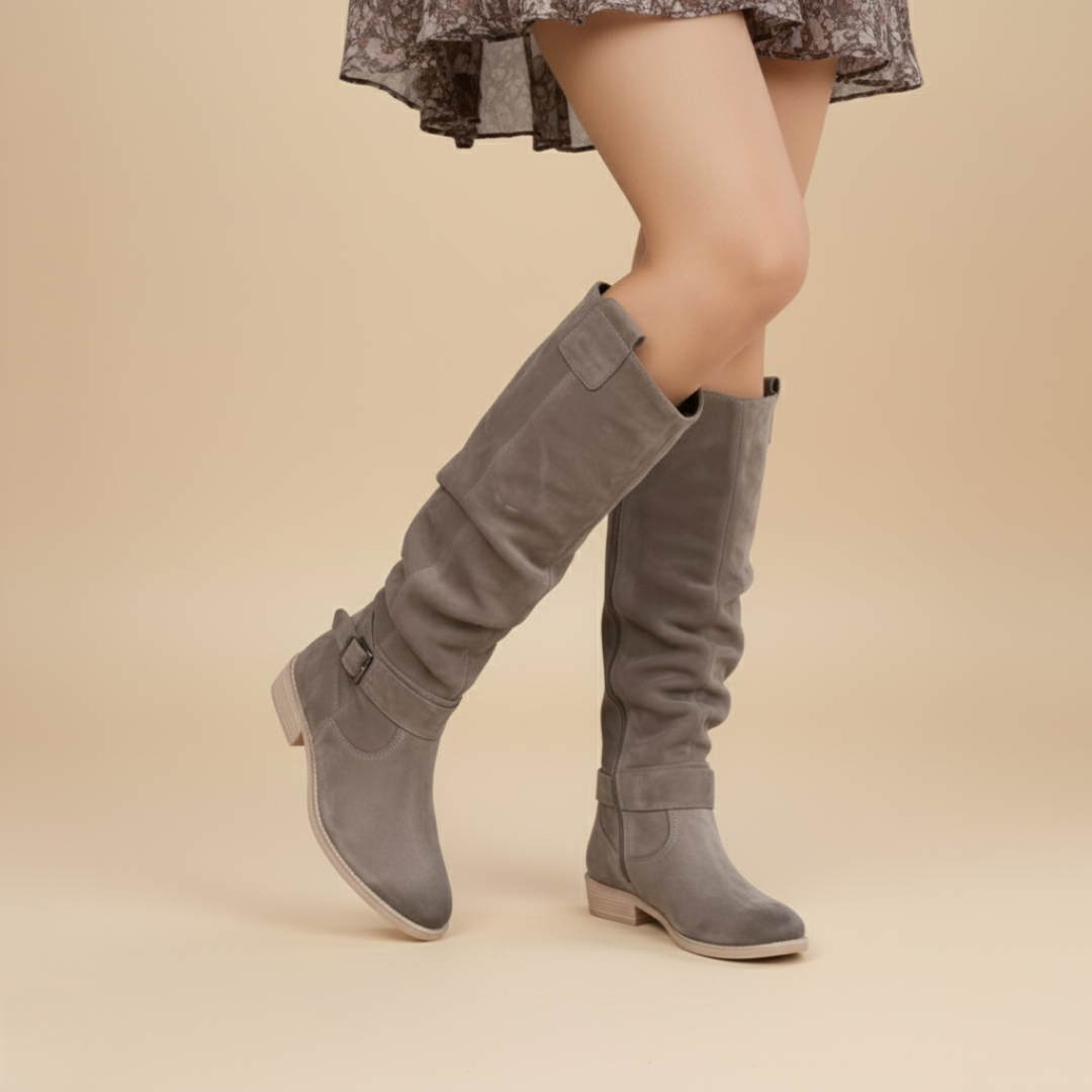 Elegante Wildleder Kniehohe Stiefel für Damen