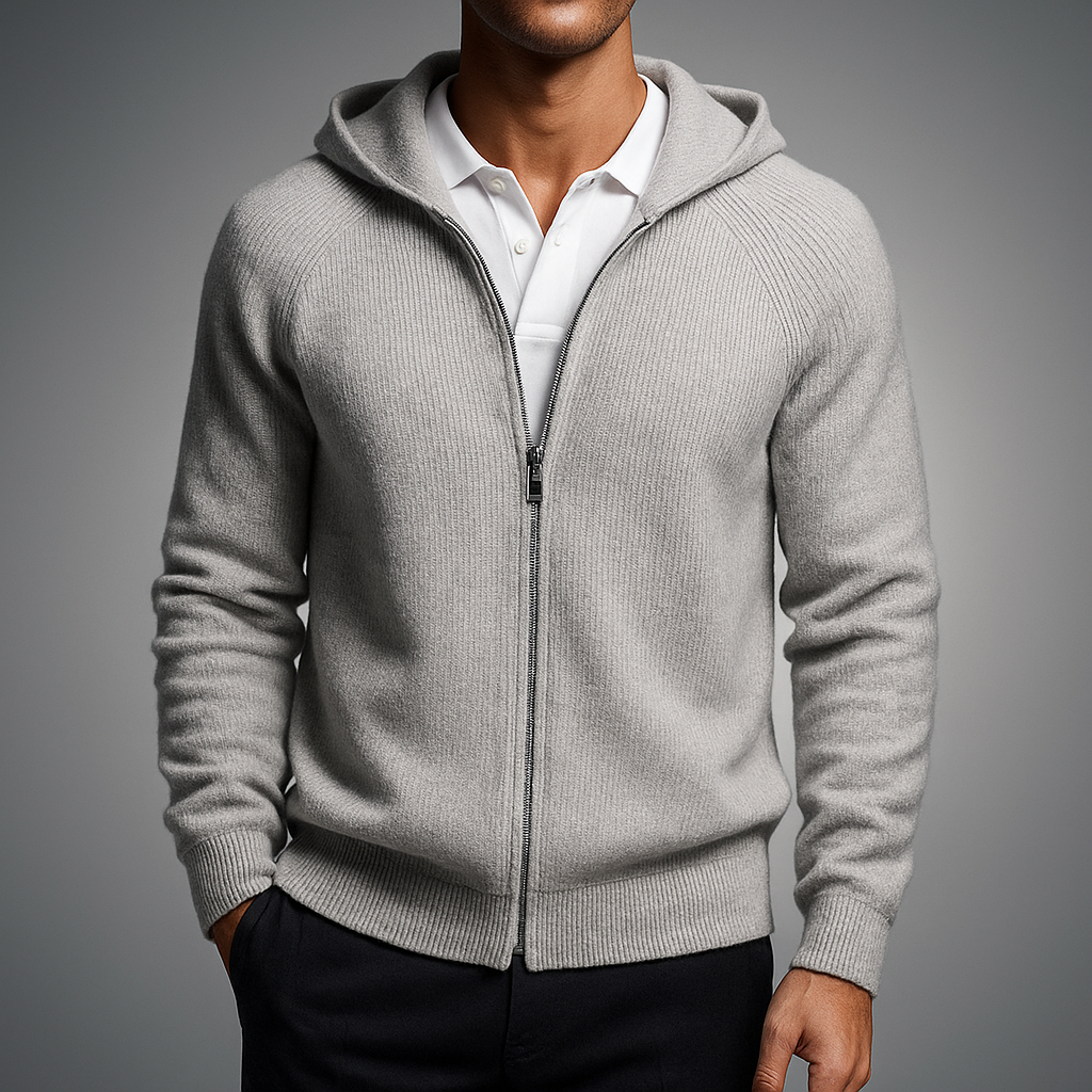 Herren Zip-Pullover mit Front-Reißverschluss - Eleganter Strickpullover für Business und Freizeit