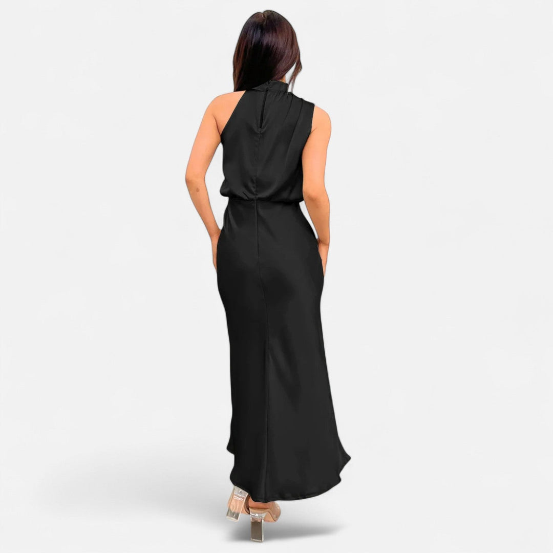 Elegantes ärmelloses langes Satin-Kleid für Damen