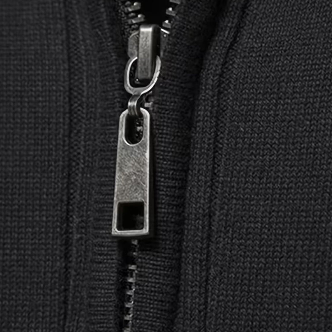Warmer Minimalistischer Herren Strickpullover mit Reißverschluss