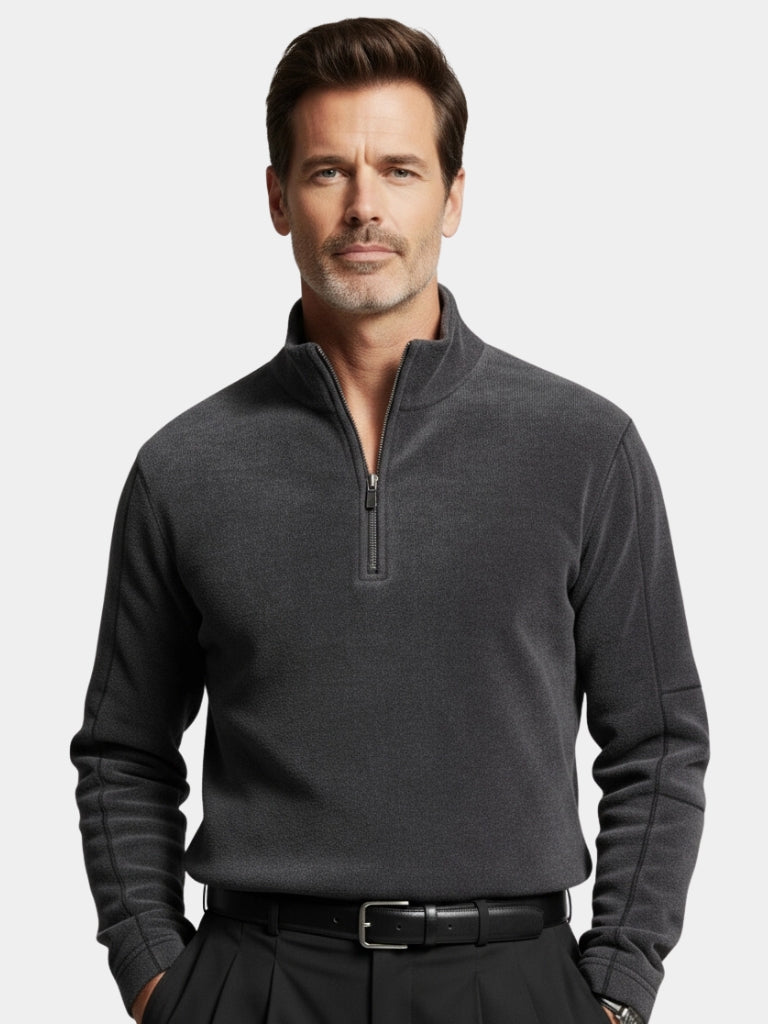 Herren Quarter-Zip Pullover - Luxuriöser Troyer mit Stehkragen