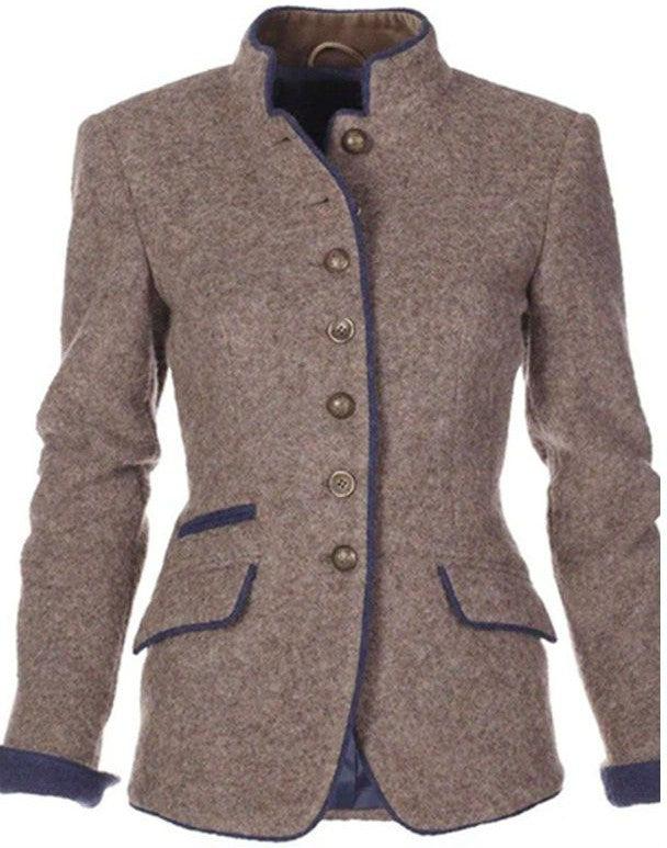Elegante Damen Blazer-Jacke mit Kontrastbesatz - Tailliert geschnitten