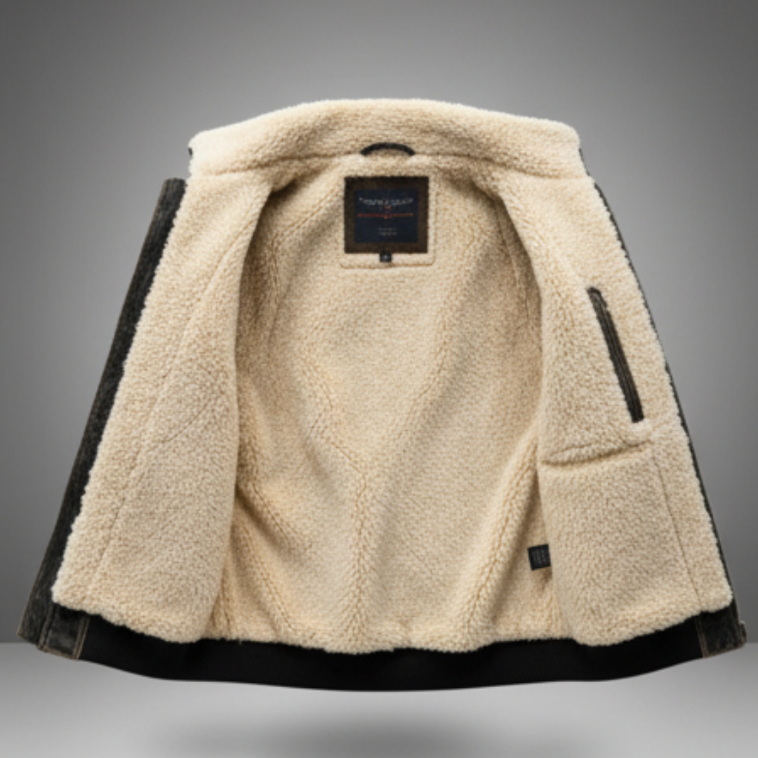 Warme Herren Vintage Lederjacke mit flauschigem Futter - Weich und Elegant