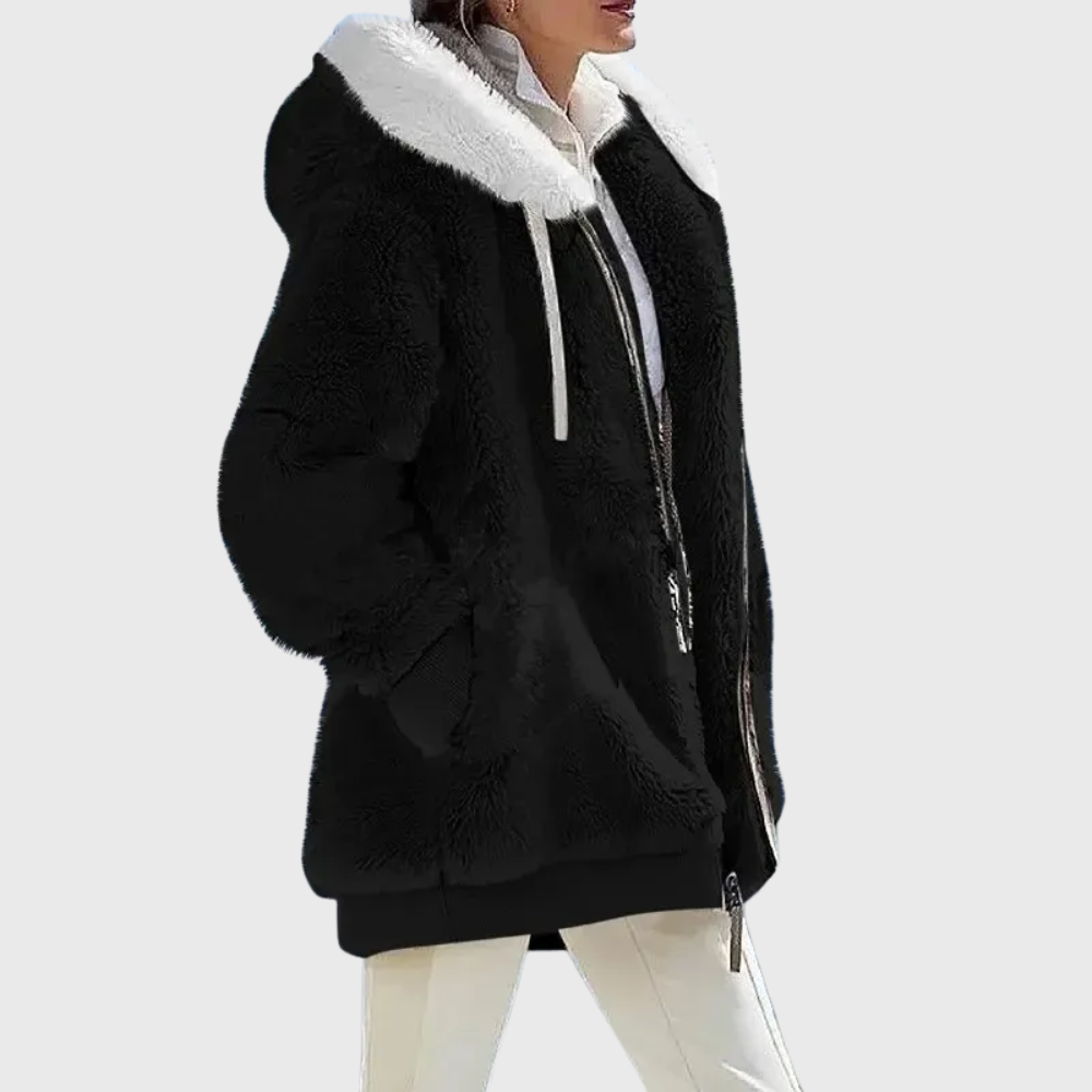 Warme Fleece Winterjacke für Damen mit Kapuze