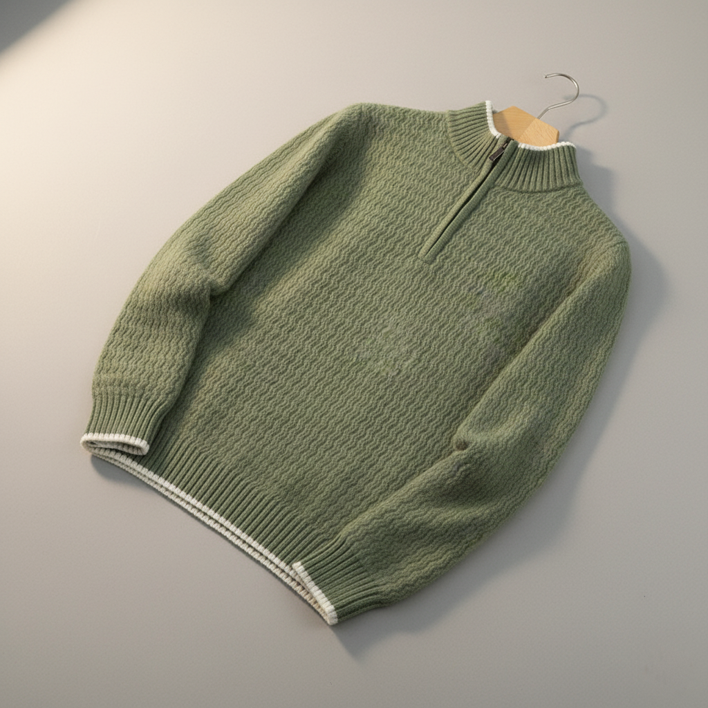 Strukturierter Quarter-Zip Strickpullover Herren