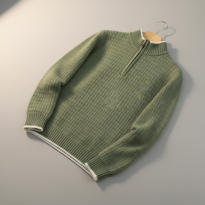 Strukturierter Quarter-Zip Strickpullover Herren