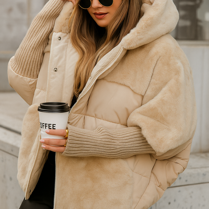 Warme Pufferjacke mit Luxus Kunstfell-Detail für Damen