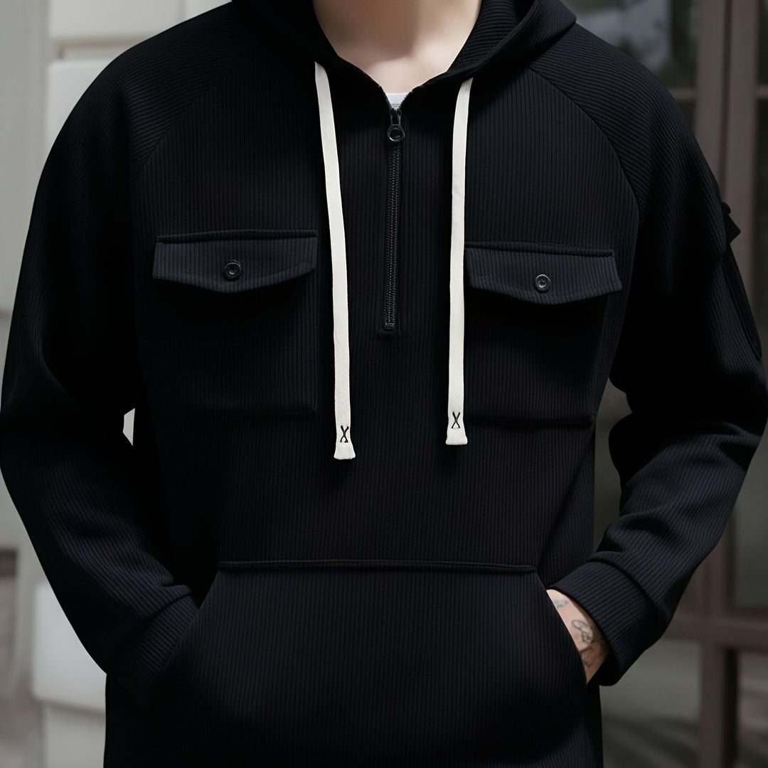 Herren Hoodie mit Quarter-Zip und Brusttaschen