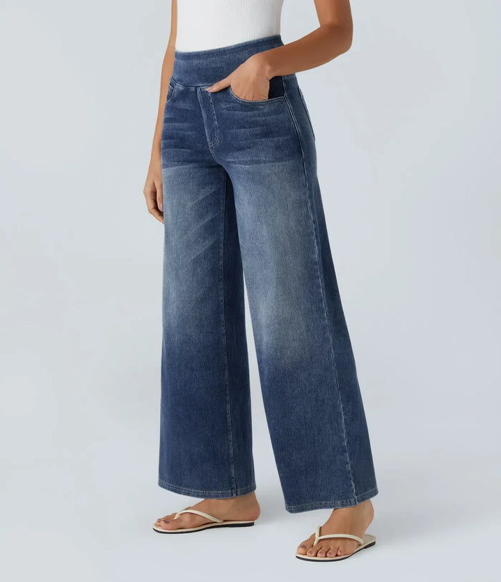 Elastische Jeans Hose mit hoher Taille für Damen