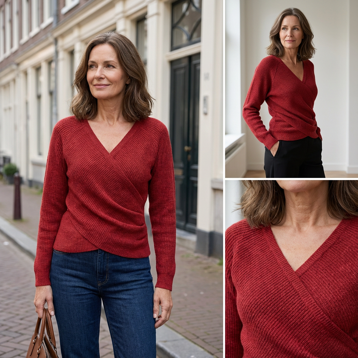 Luxuriöses V-Ausschnitt Wickeltop für Damen