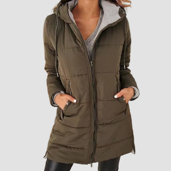 Warme Damen Daunenjacke mit Kapuze - Pufferjacke für Winter