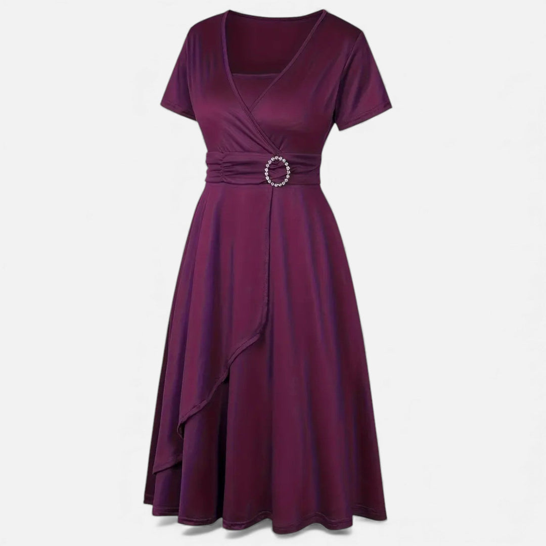 Elegantes Strass V-Ausschnitt Asymmetrisches Damen Abendkleid