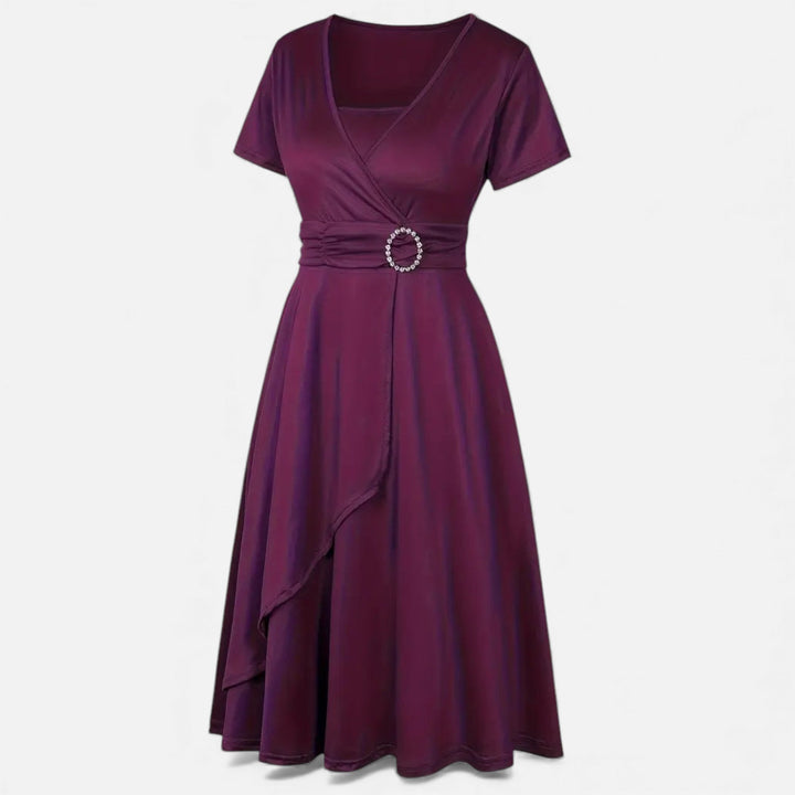 Elegantes Strass V-Ausschnitt Asymmetrisches Damen Abendkleid