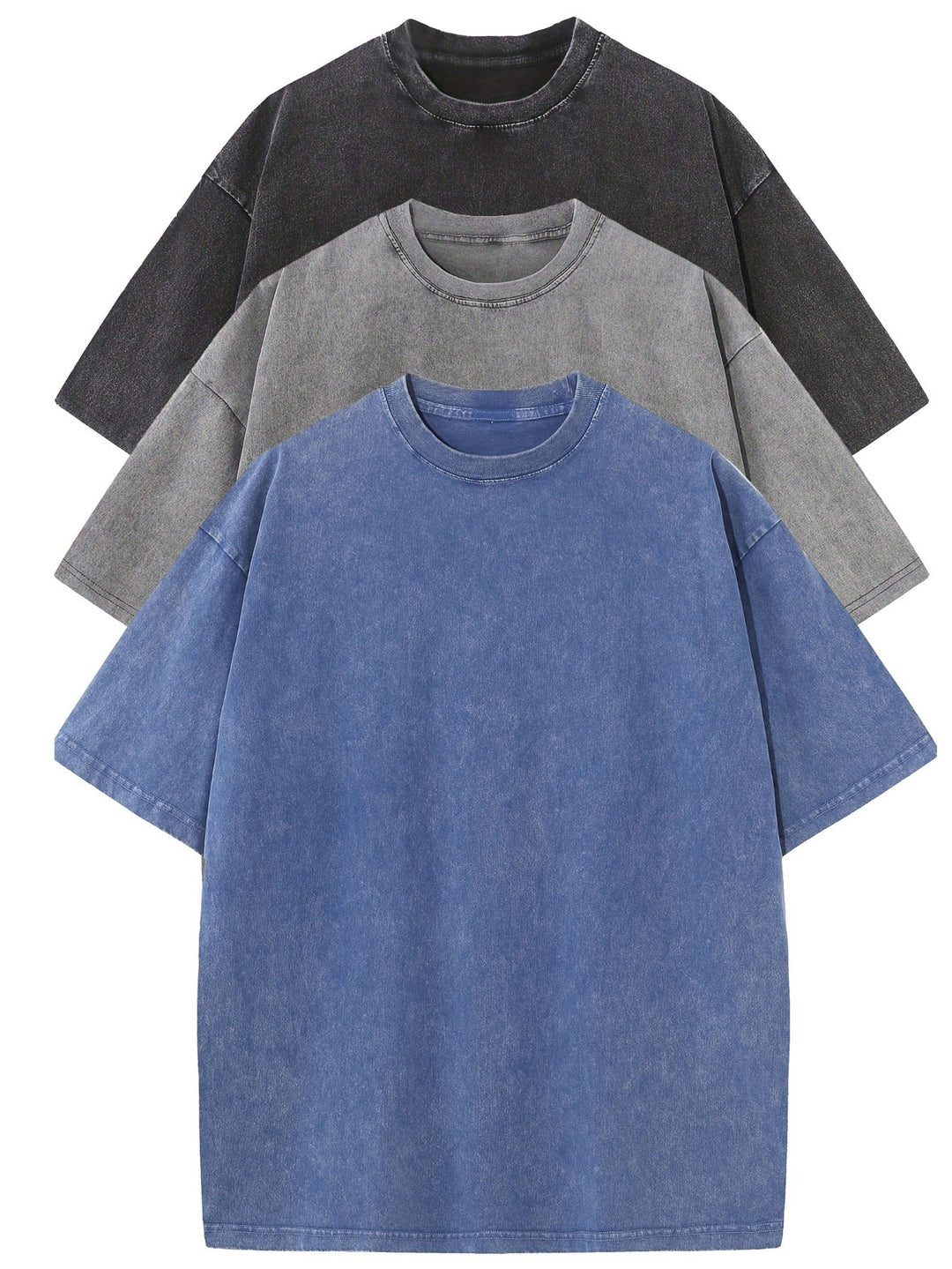 Oversized Baumwoll Basic Herren T-Shirt Set 3-teilig