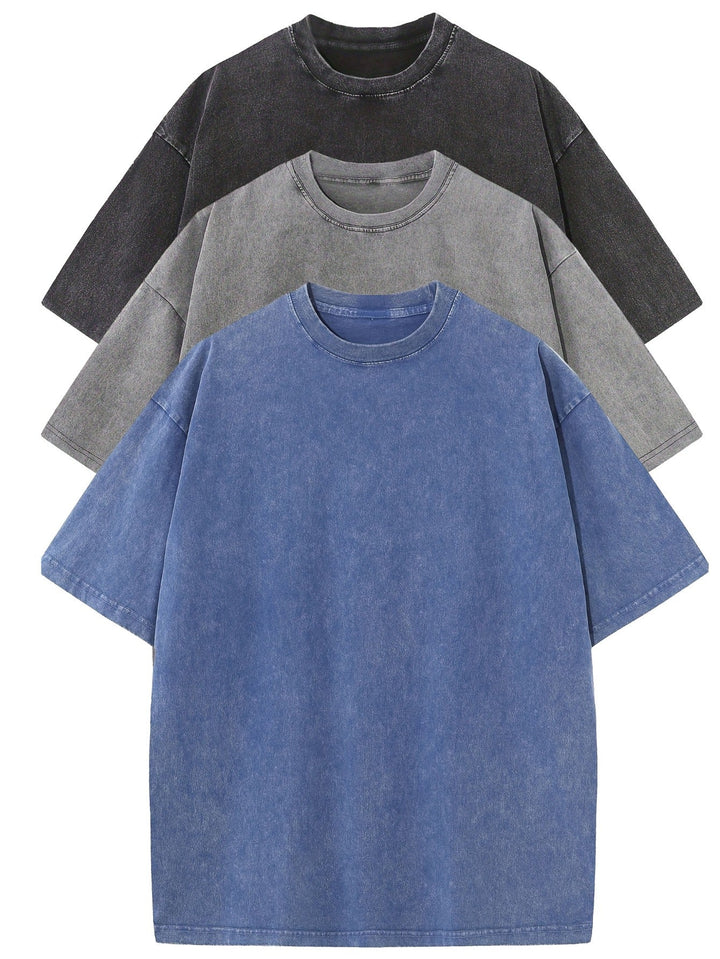 Oversized Baumwoll Basic Herren T-Shirt Set 3-teilig