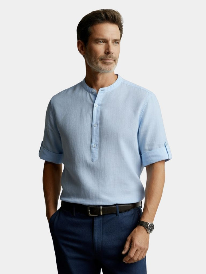 Herren Langarm-Shirt mit Henley-Ausschnitt