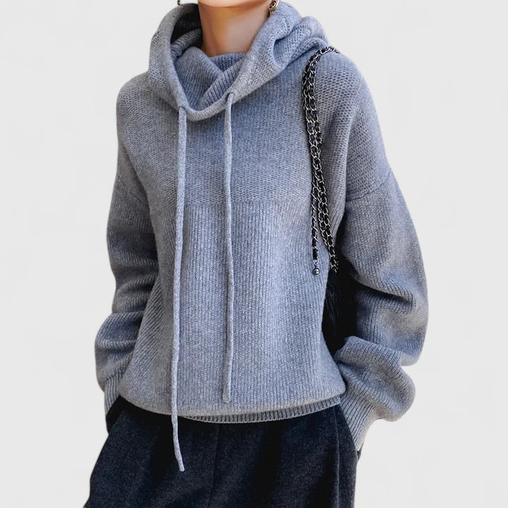 Gemütlicher Damen Strick-Hoodie mit Kapuze - Weicher Pullover für entspannten Komfort