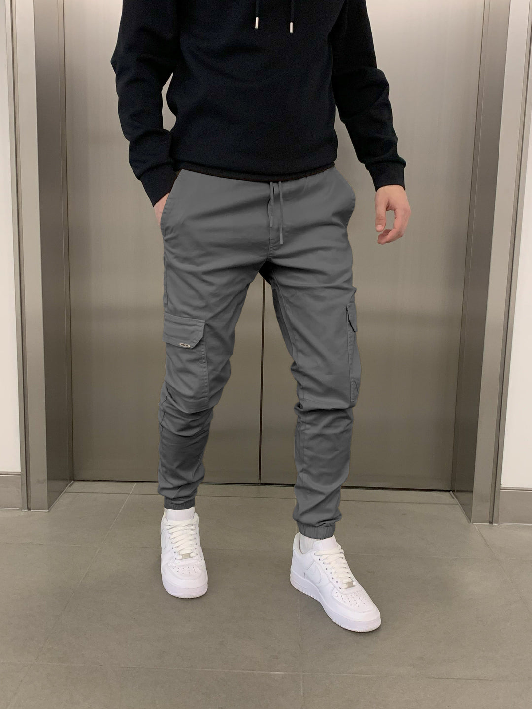Herren Cargo Jogginghose mit elastischem Bund - Streetstyle Baumwollmischung