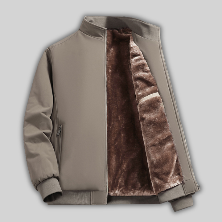 Warme Fleece Winterjacke Herren - Gefütterte Stehkragen Jacke mit Reißverschluss
