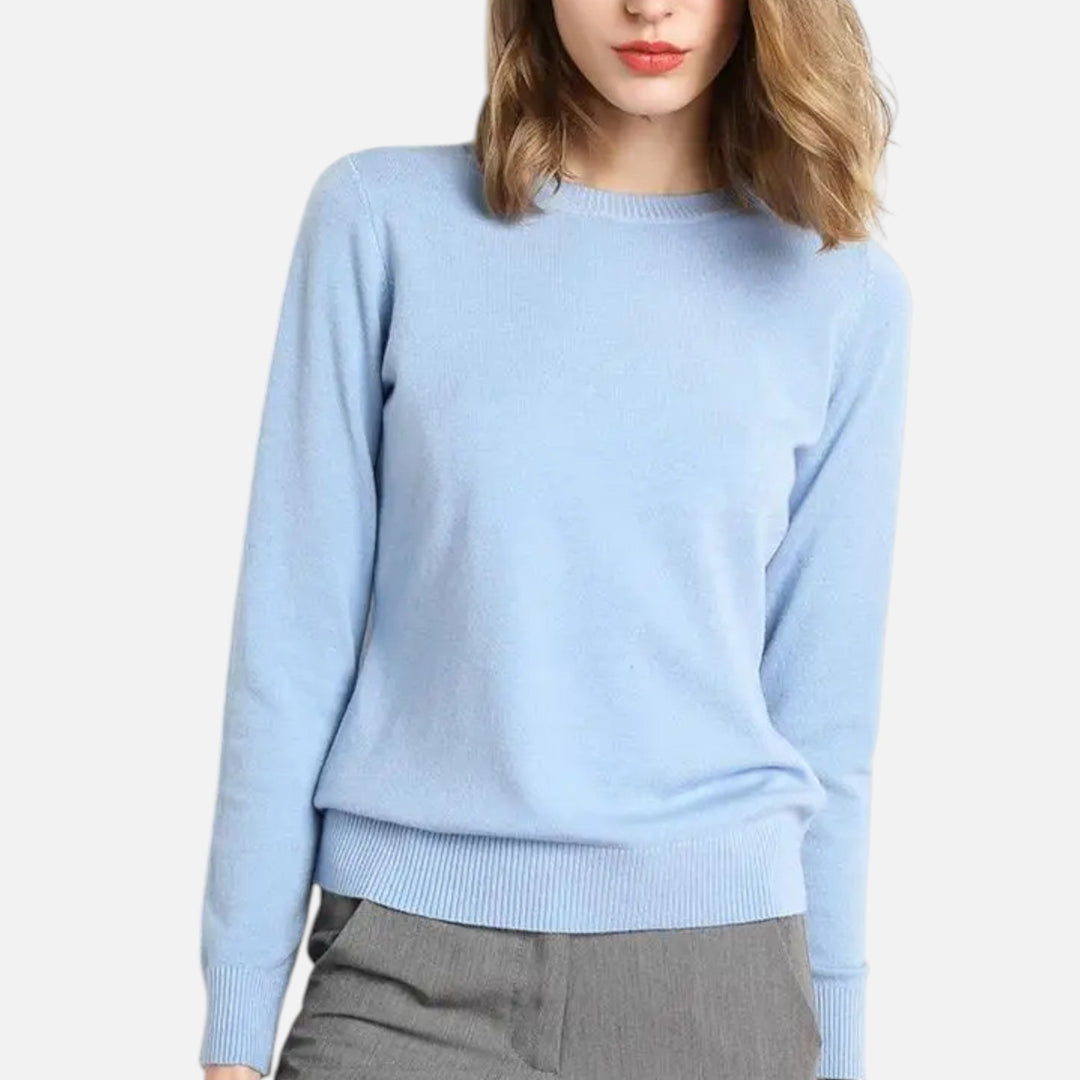 Leichter Merino-Wolle Rundhals Pullover für Damen