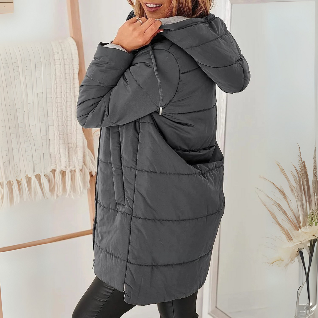 Warme Damen Daunenjacke mit Kapuze - Pufferjacke für Winter