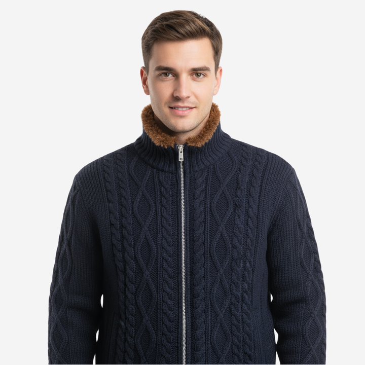 Herren Strick-Jacke Isoliert mit Reißverschluss - Warme Woll-Mischung