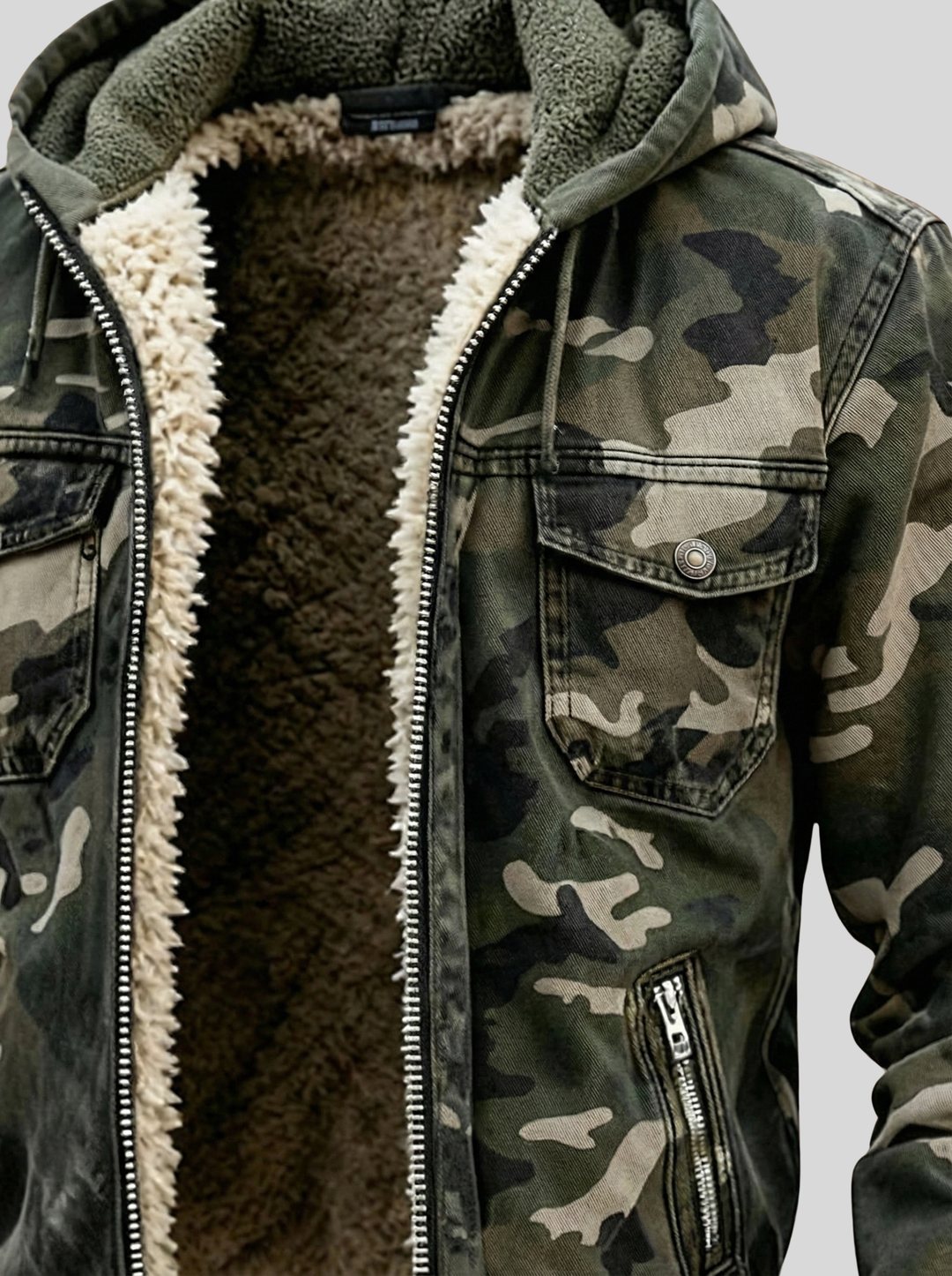 Gefütterte Tarnmuster Outdoor Jacke Herren