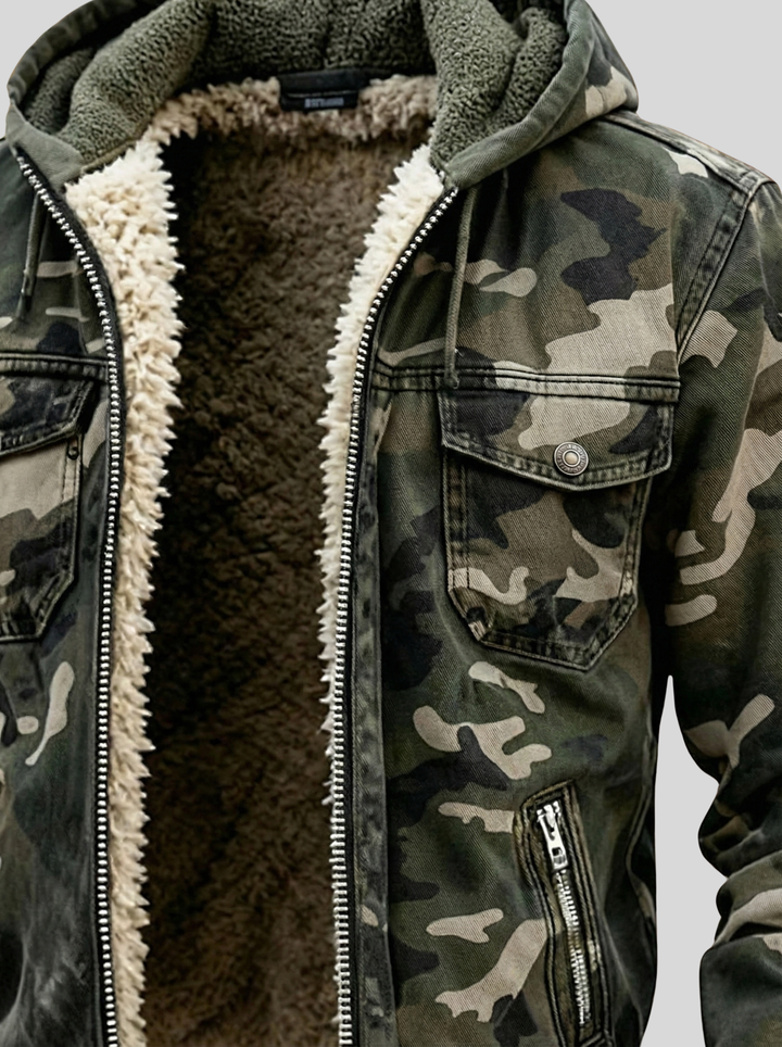 Gefütterte Tarnmuster Outdoor Jacke Herren
