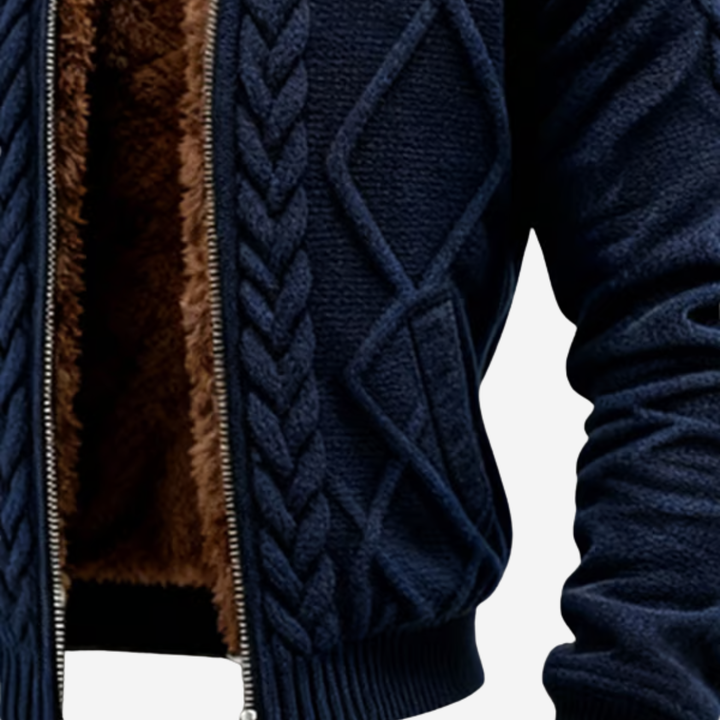 Herren Strick-Jacke Isoliert mit Reißverschluss - Warme Woll-Mischung
