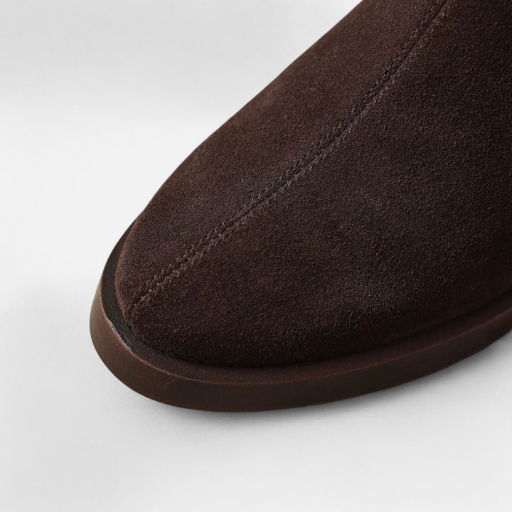 Wildleder Stiefeletten mit quadratischer Zehenpartie und mittelhohem Absatz für Damen