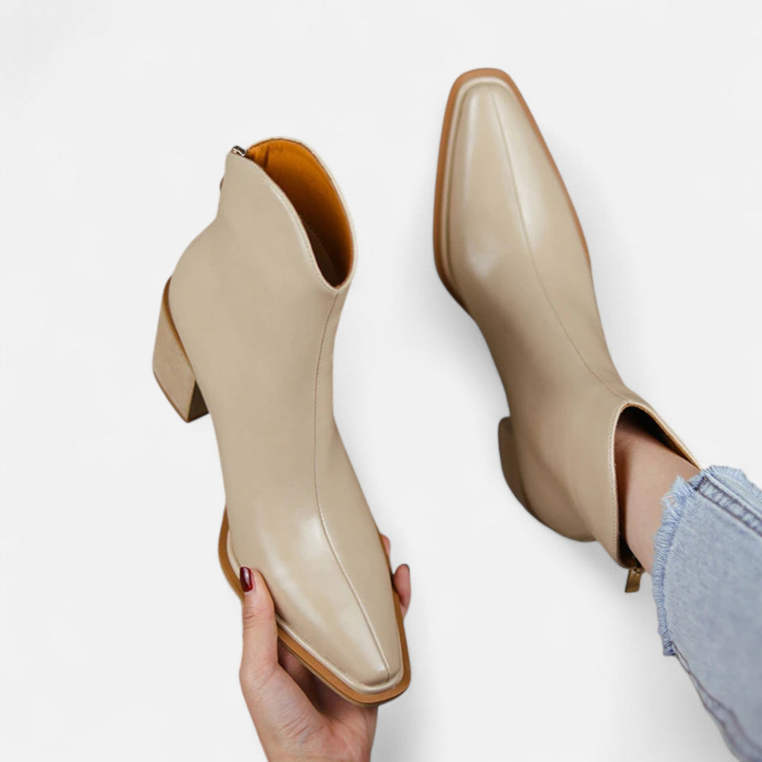 Elegante Spitze Damen Stiefeletten mit Absatz aus PU-Leder