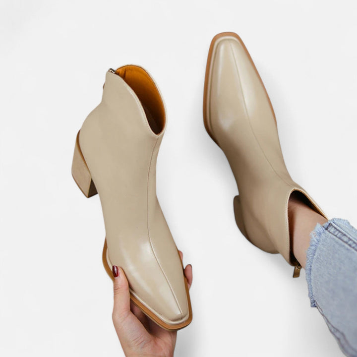 Elegante Spitze Damen Stiefeletten mit Absatz aus PU-Leder