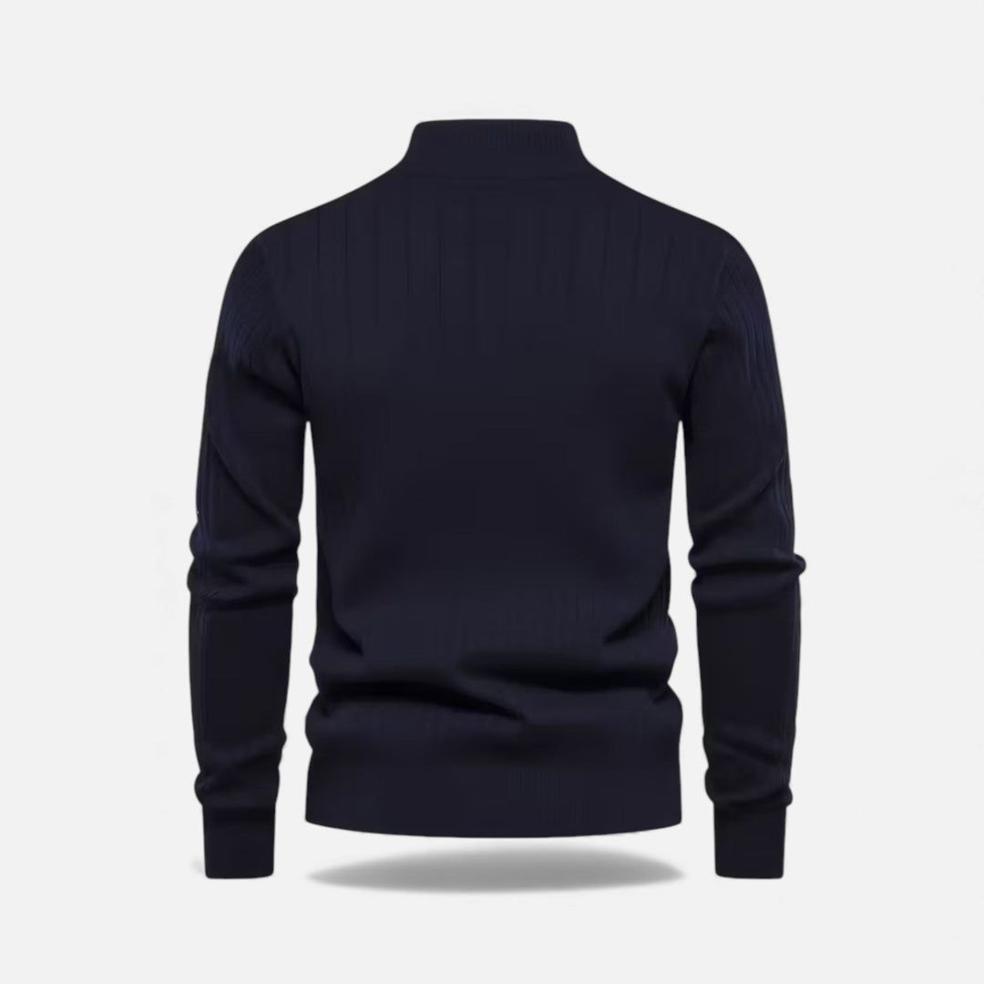 Warmer Minimalistischer Herren Strickpullover mit Reißverschluss