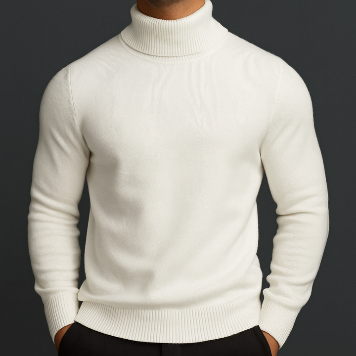Herren Rollkragen-Pullover aus Merinowolle - Premium Qualität mit Rippdetails