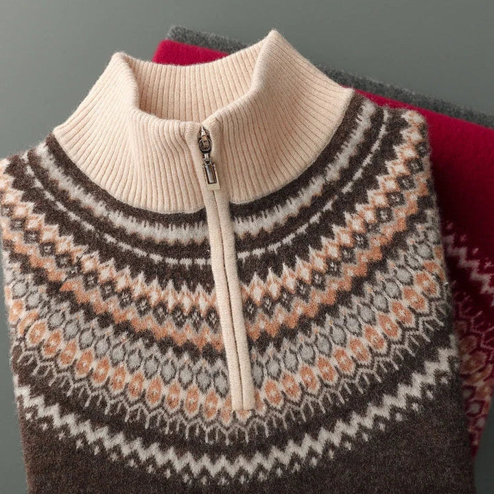 Nordischer Strickpullover mit Halbzipper für Herren