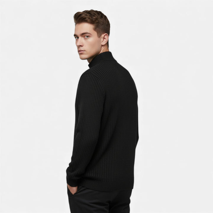 Warmer Minimalistischer Herren Strickpullover mit Reißverschluss