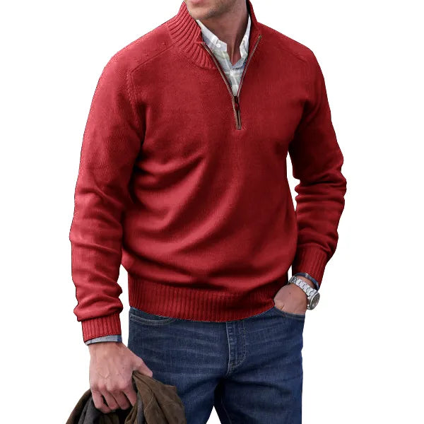 Herren Kaschmir Pullover mit Reißverschluss - Eleganter Strick-Pullover