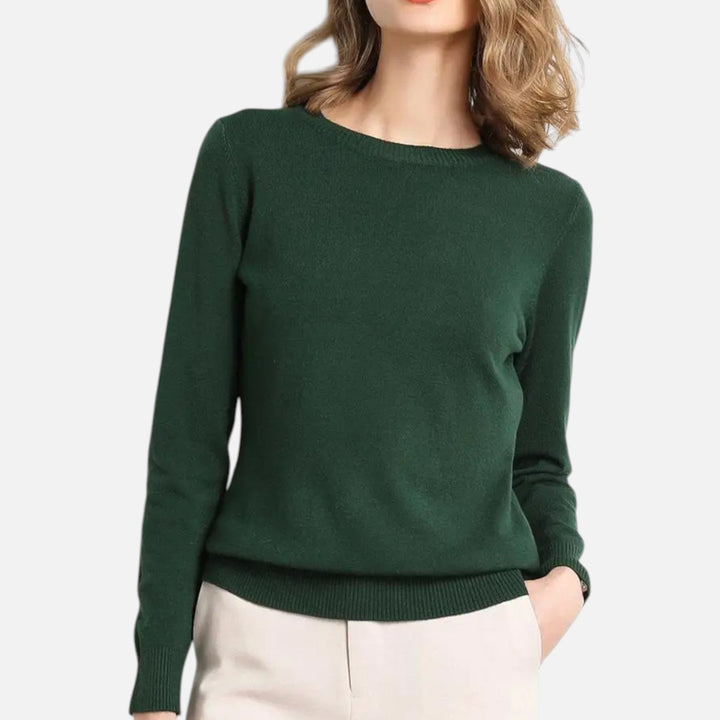 Leichter Merino-Wolle Rundhals Pullover für Damen