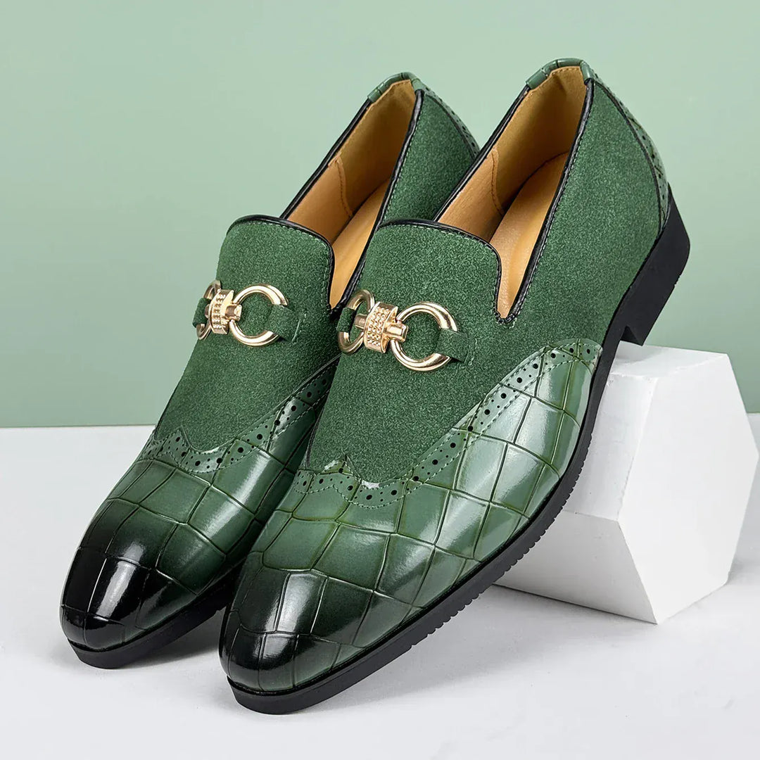 Elegante Herren Leder-Slipper mit Veloursleder - Gepolstertes Fußbett