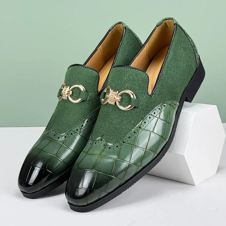 Elegante Herren Leder-Slipper mit Veloursleder - Gepolstertes Fußbett