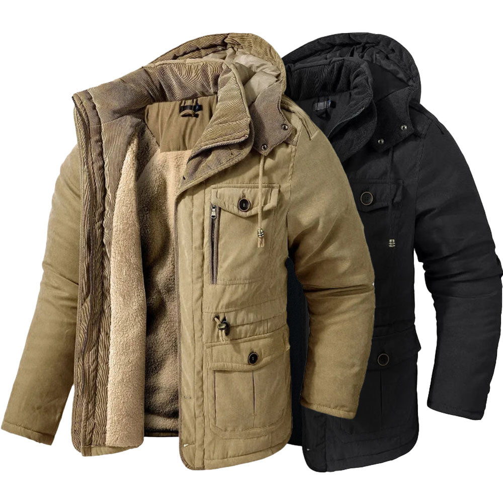 Robuste Herren Winterjacke mit Fleece-Futter - Taktische Taschen und Utility-Reißverschlüsse