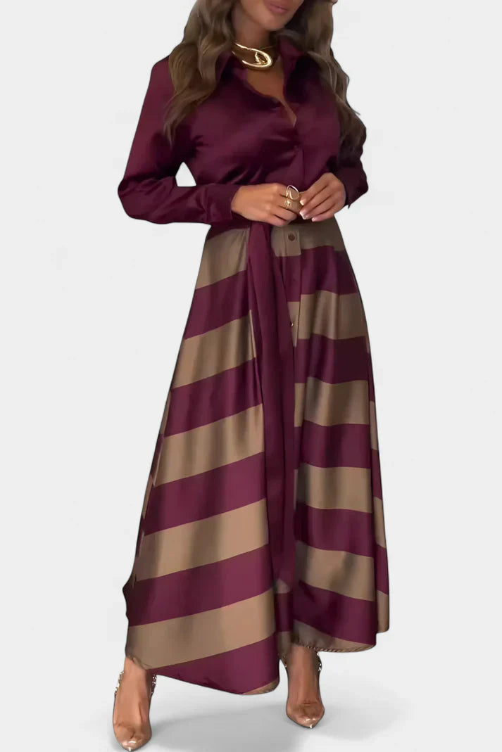 Elegantes Gestreiftes Maxikleid für Damen