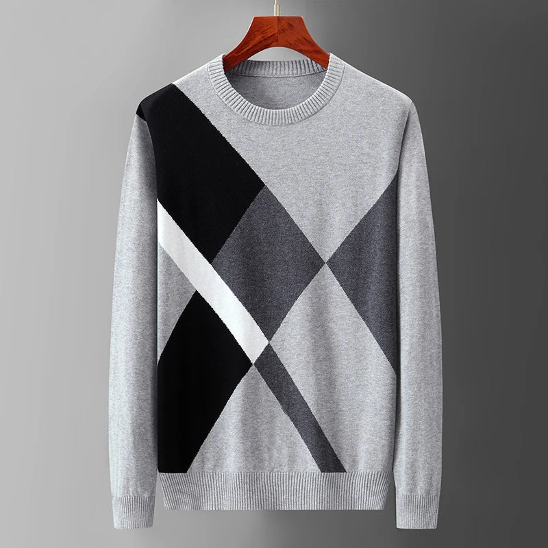 Herren Argyle-Strickpullover - Klassisches Rautenmuster mit leichtem Strick